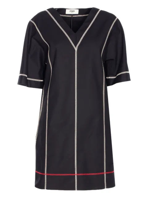 FENDI V-neck stitched dress