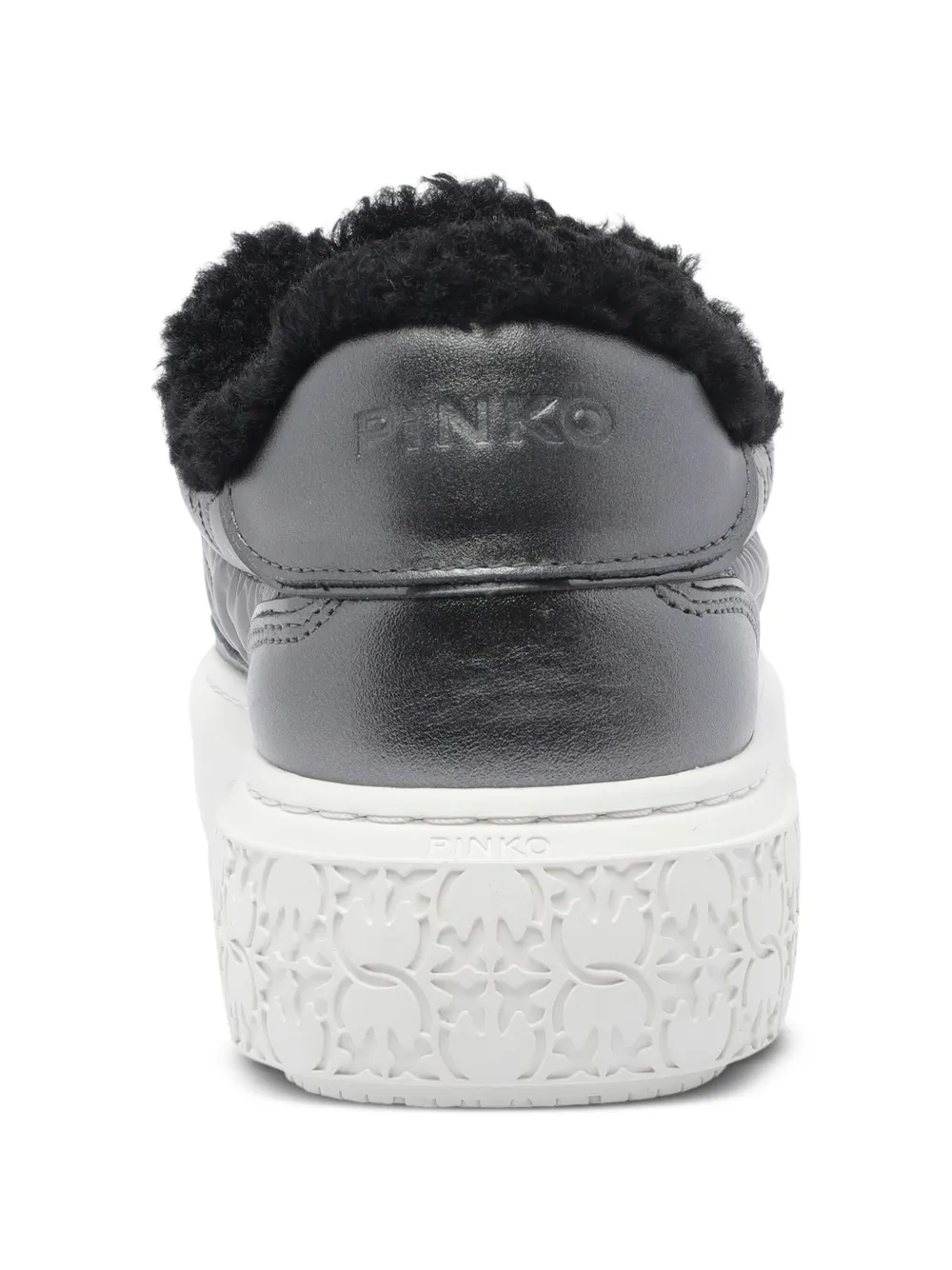 PINKO metallic fur-lined sneakers Grey