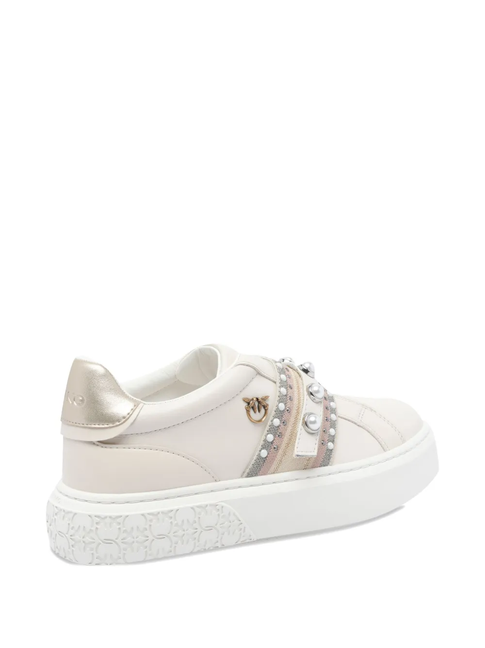 PINKO pearl-embellished platform sneakers White