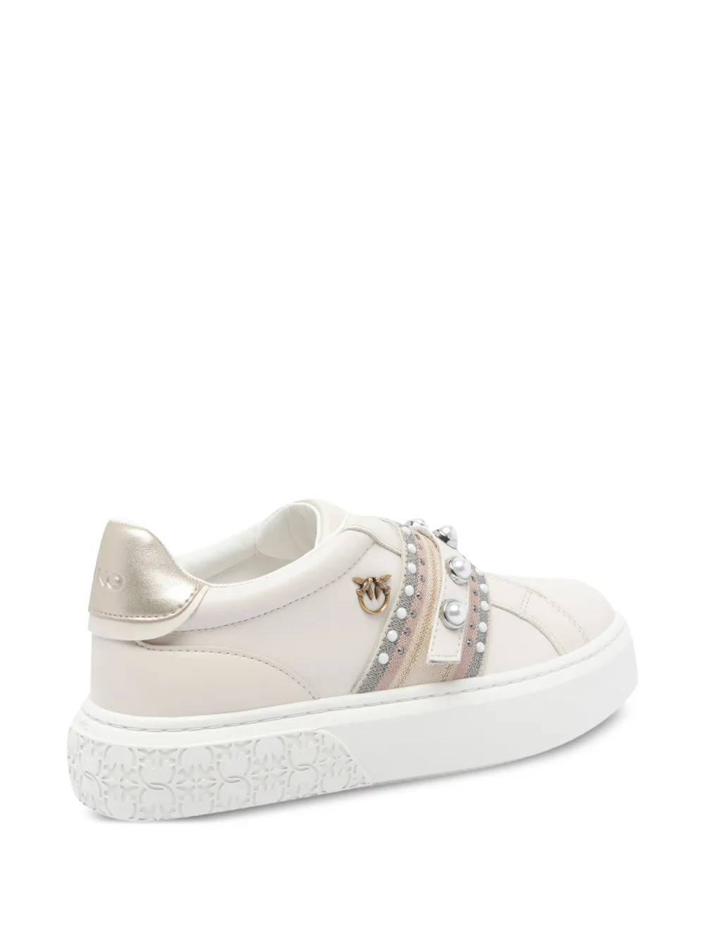 PINKO pearl-embellished platform sneakers White