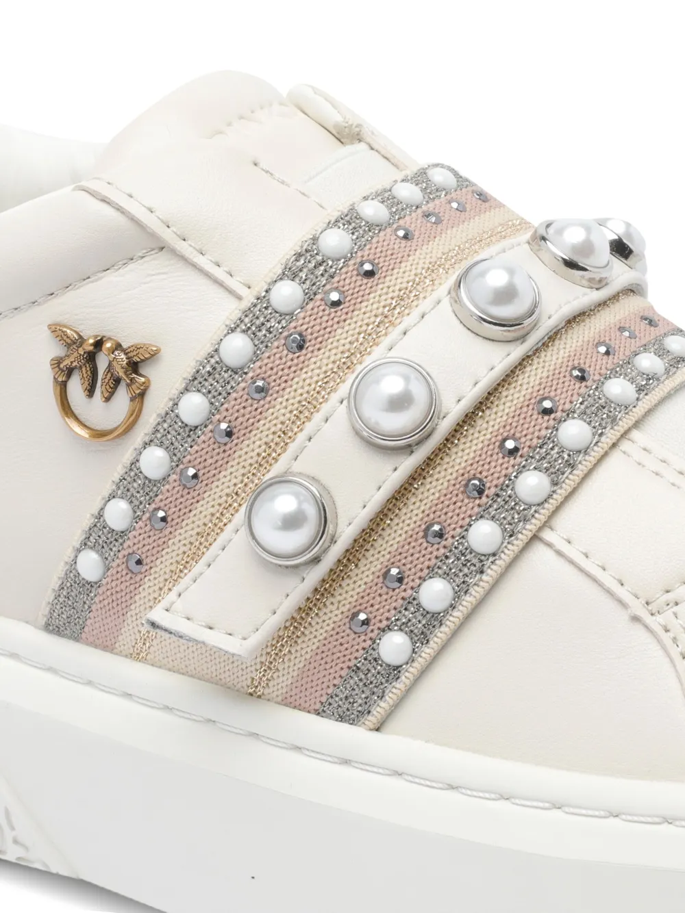 PINKO pearl-embellished platform sneakers White