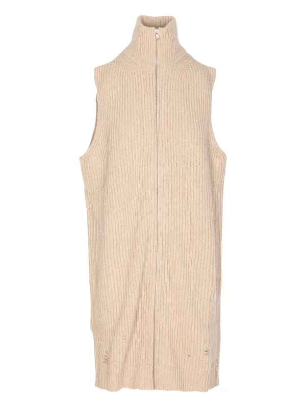 MM6 Maison Margiela High-neck Zip-front Top in Neutrals