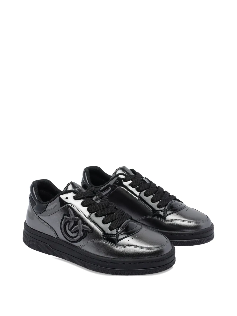 PINKO logo-detail patent-leather sneakers Black