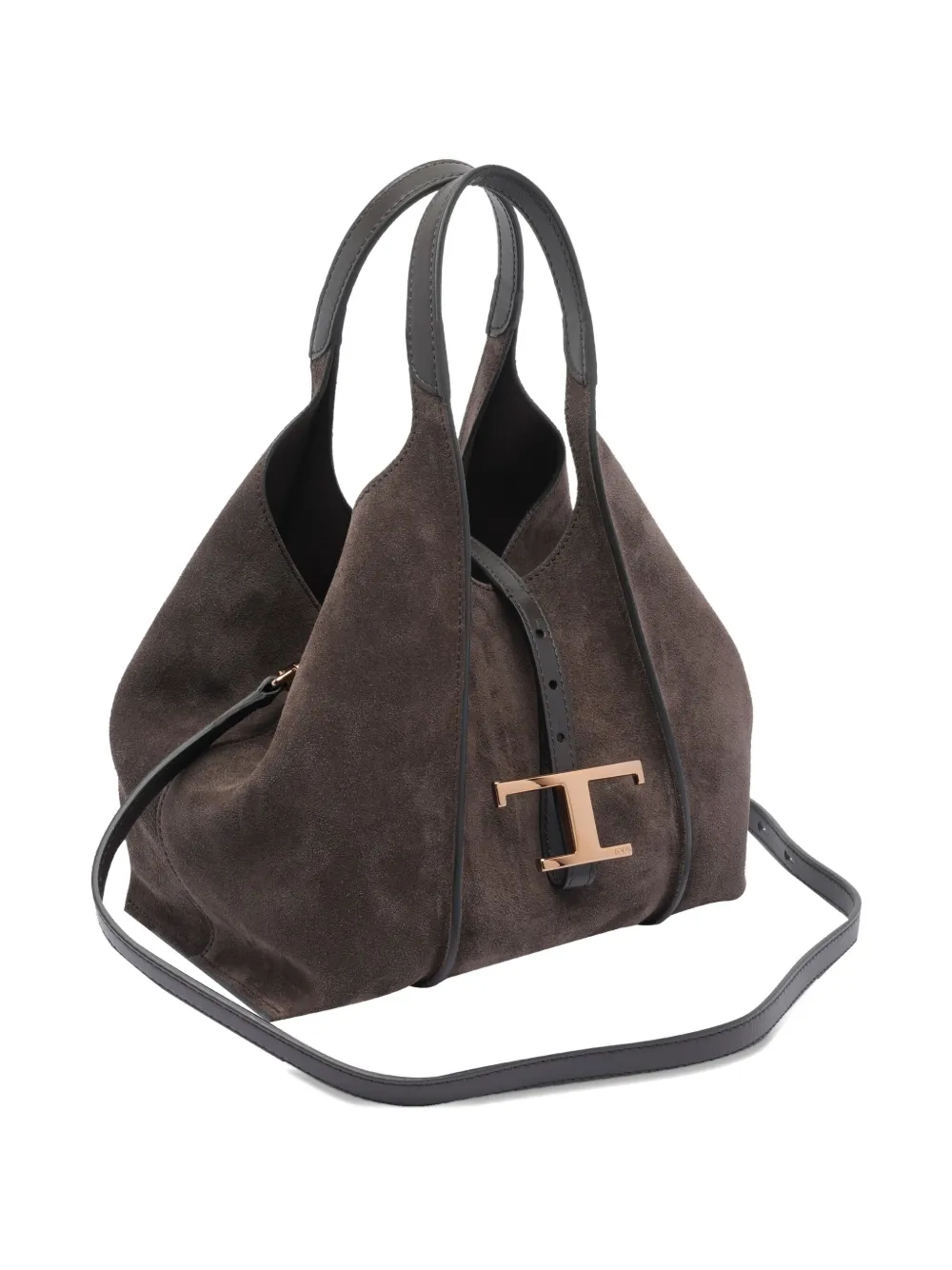 Tod's Timeless suede-leather T-buckle shoulder bag Bruin