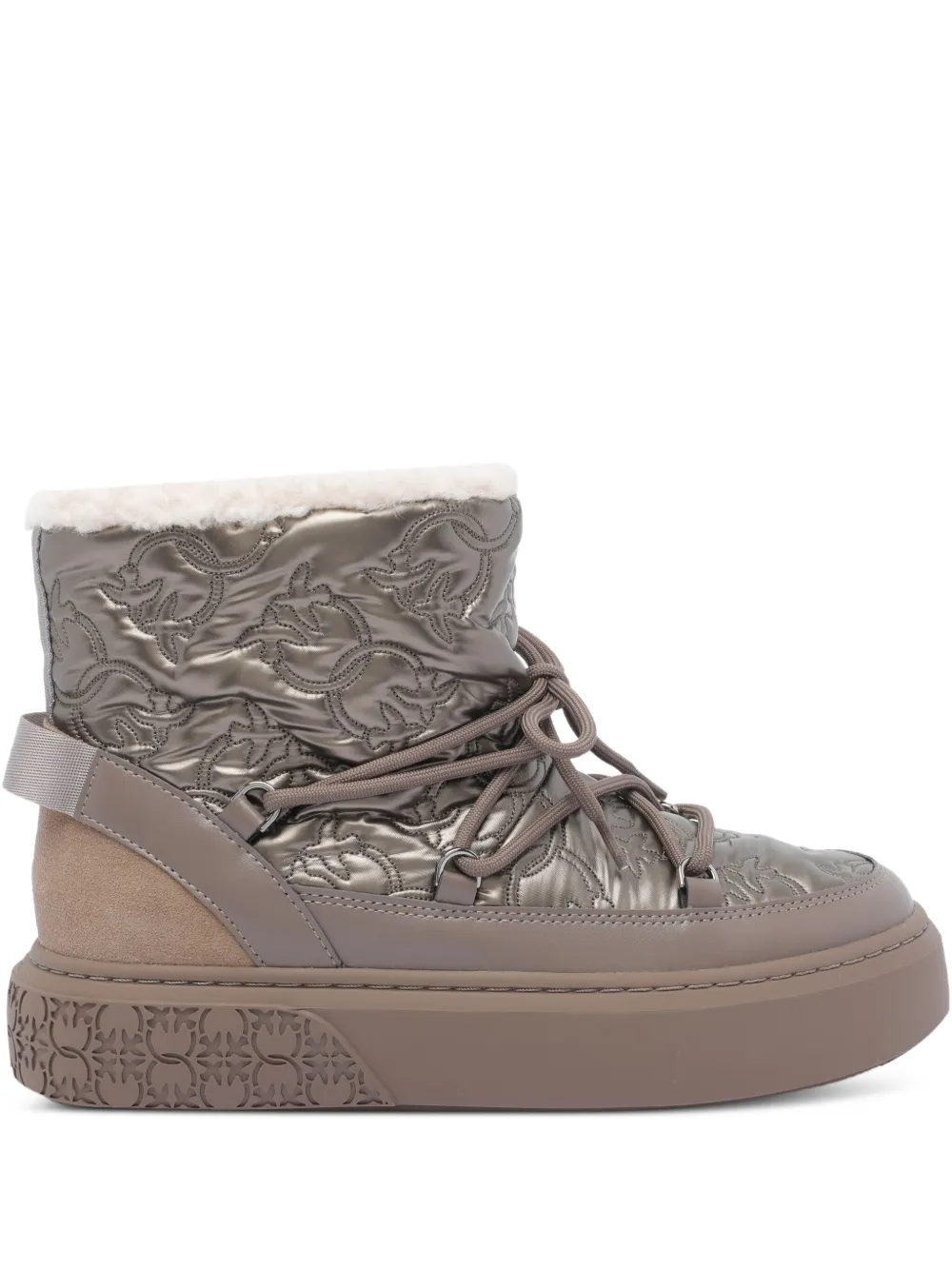 PINKO quilted floral-pattern boots Grey