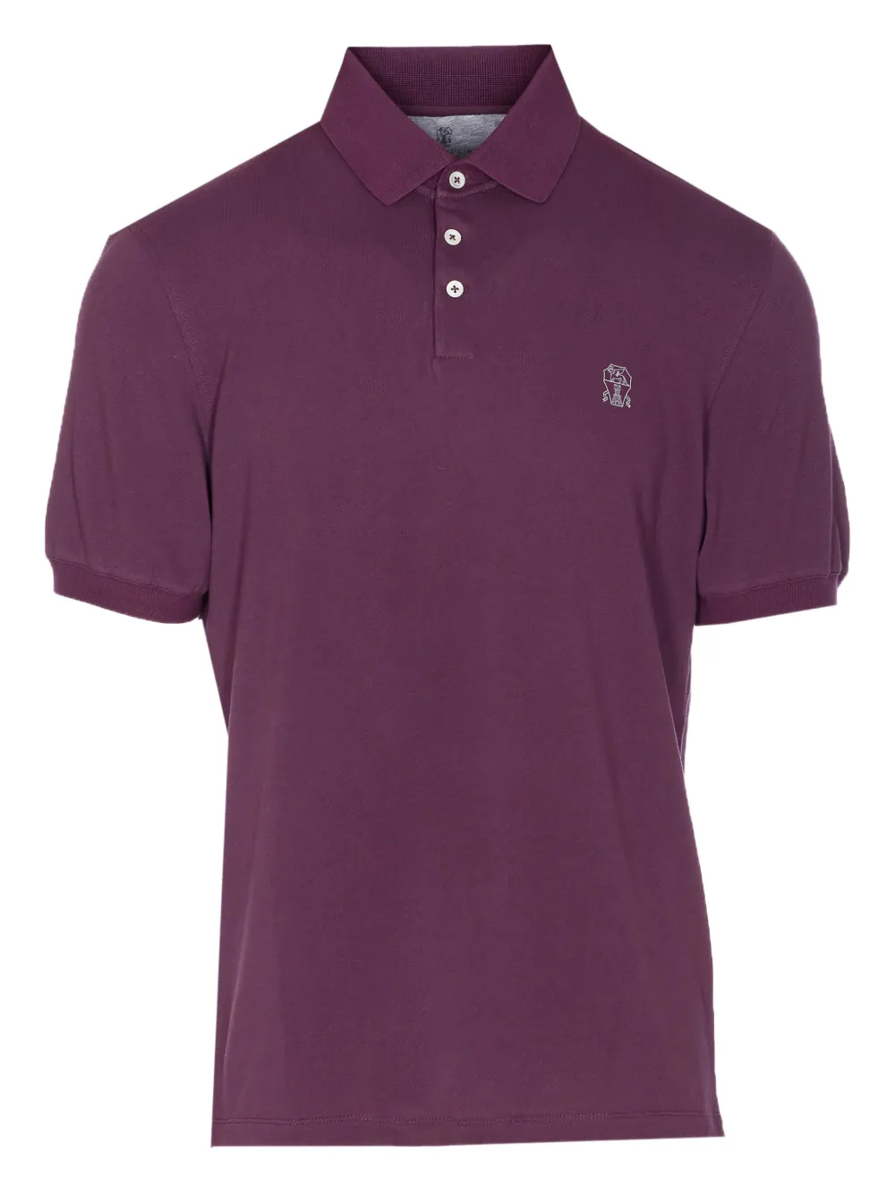 Brunello Cucinelli embroidered-logo polo shirt Paars