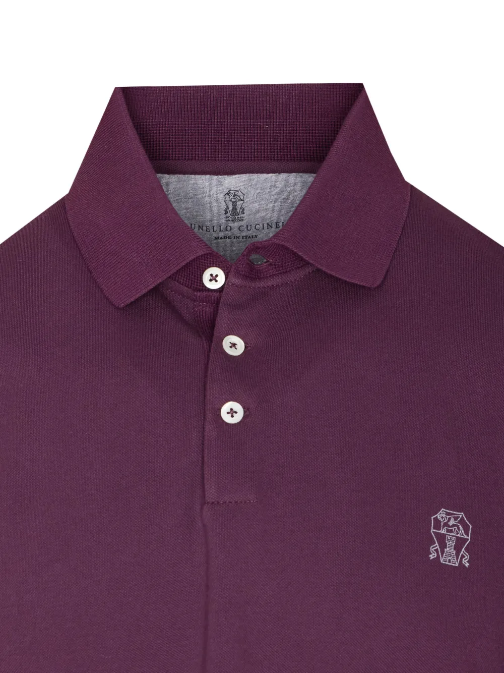 Brunello Cucinelli embroidered-logo polo shirt Paars
