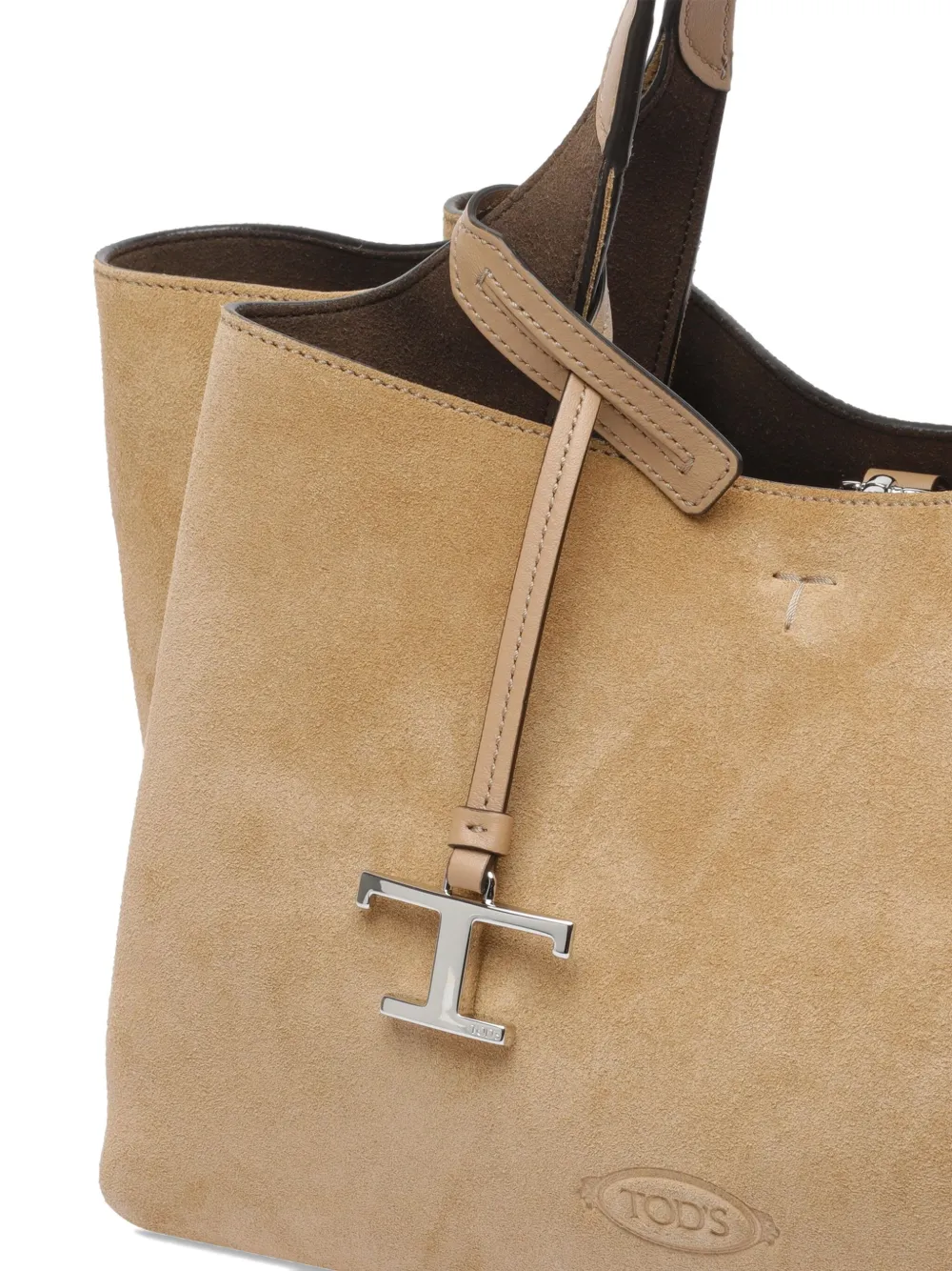 Tod's logo-charm suede tote bag Bruin
