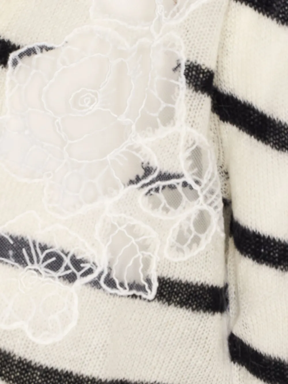 TWINSET striped lace-detail cardigan Wit