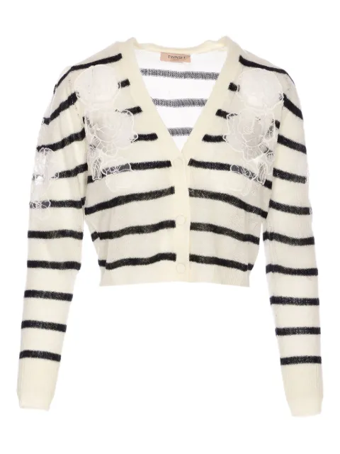 TWINSET striped lace-detail cardigan