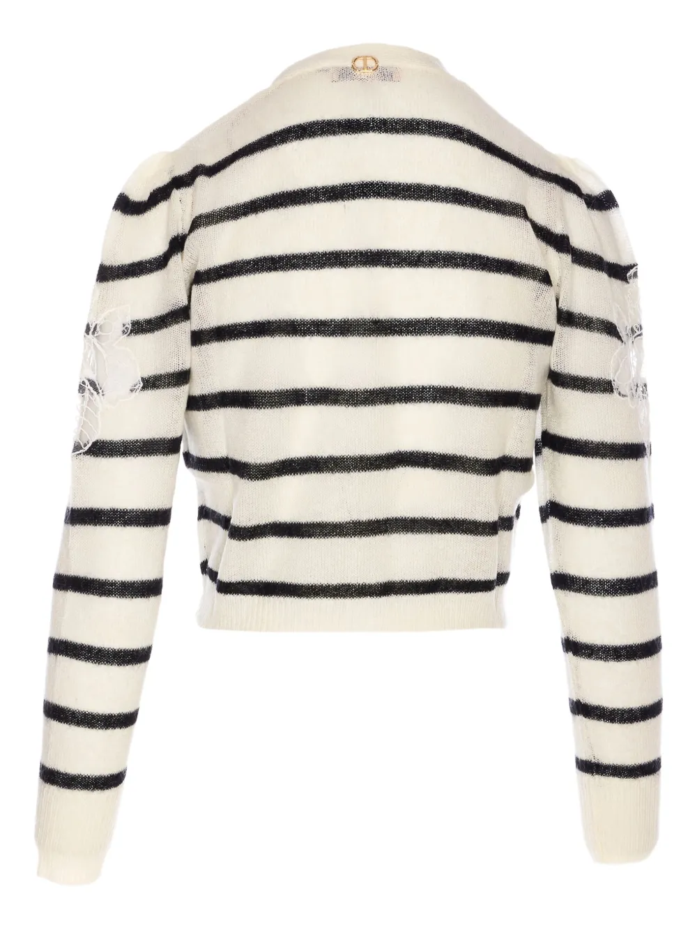 TWINSET striped lace-detail cardigan Wit