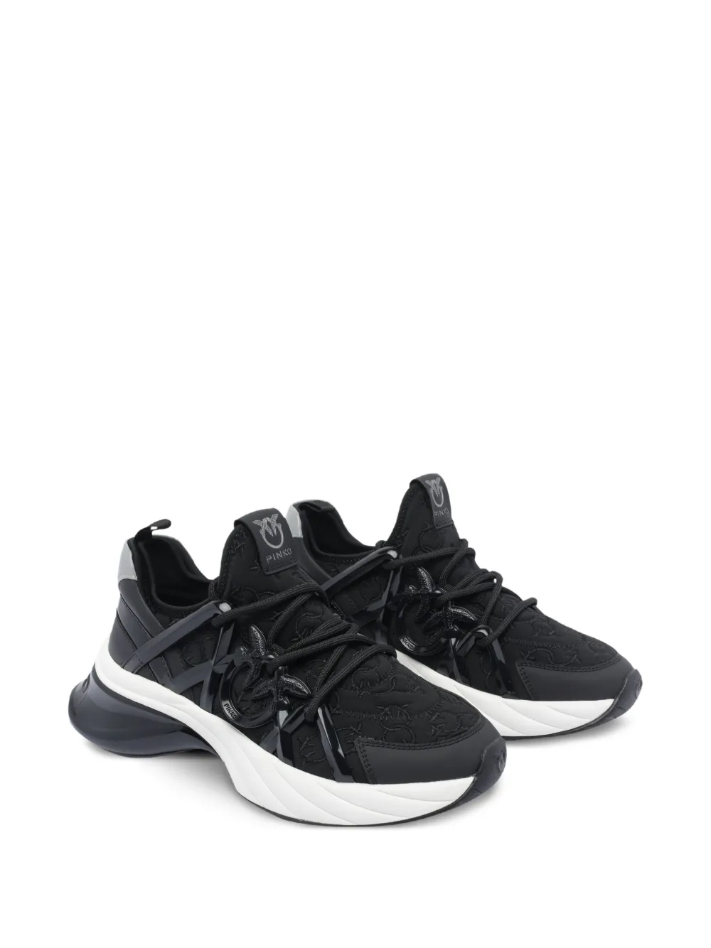PINKO logo-embellished lace-up sneakers - Zwart