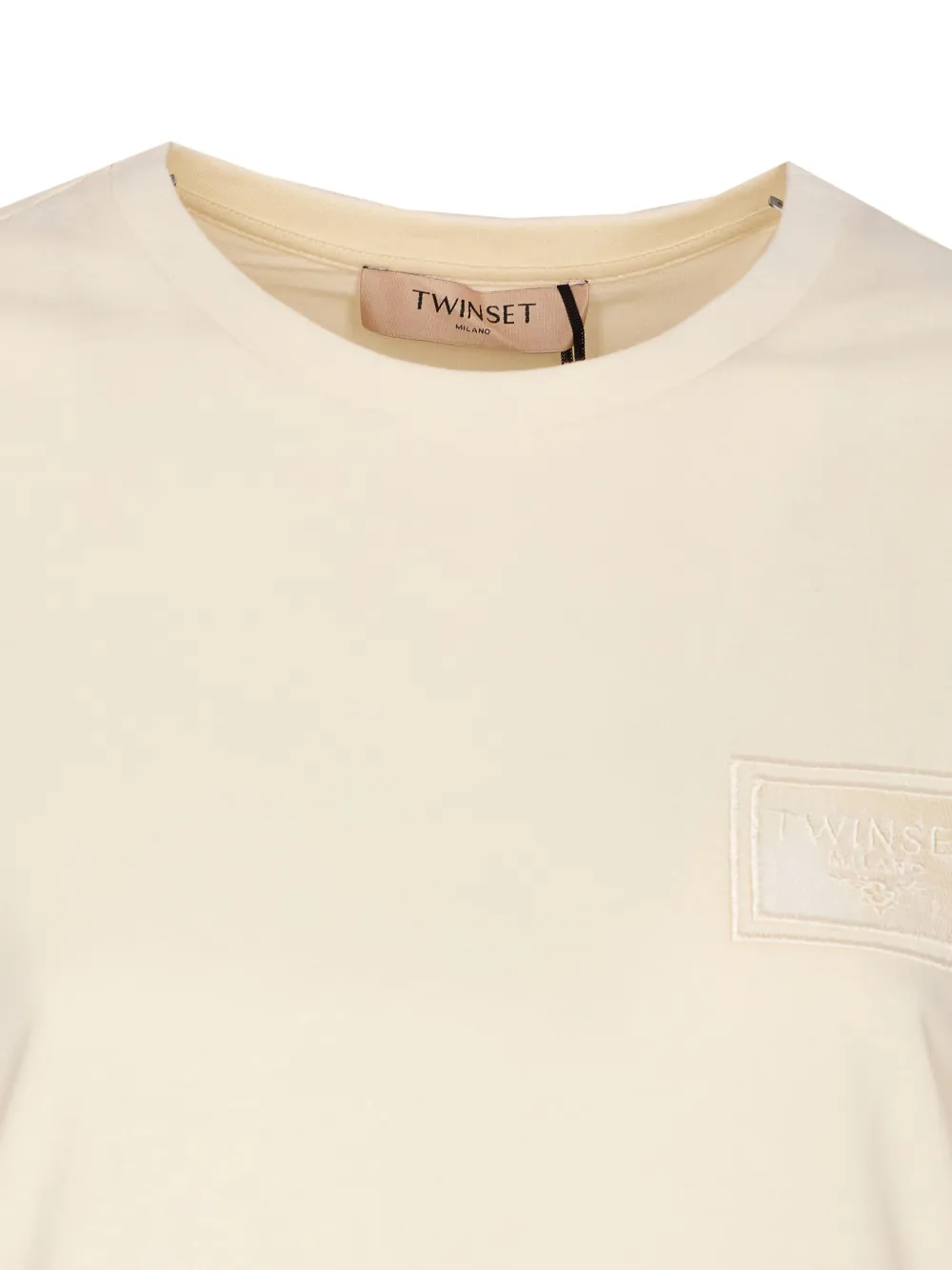 TWINSET embroidered-logo crew-neck T-shirt Beige