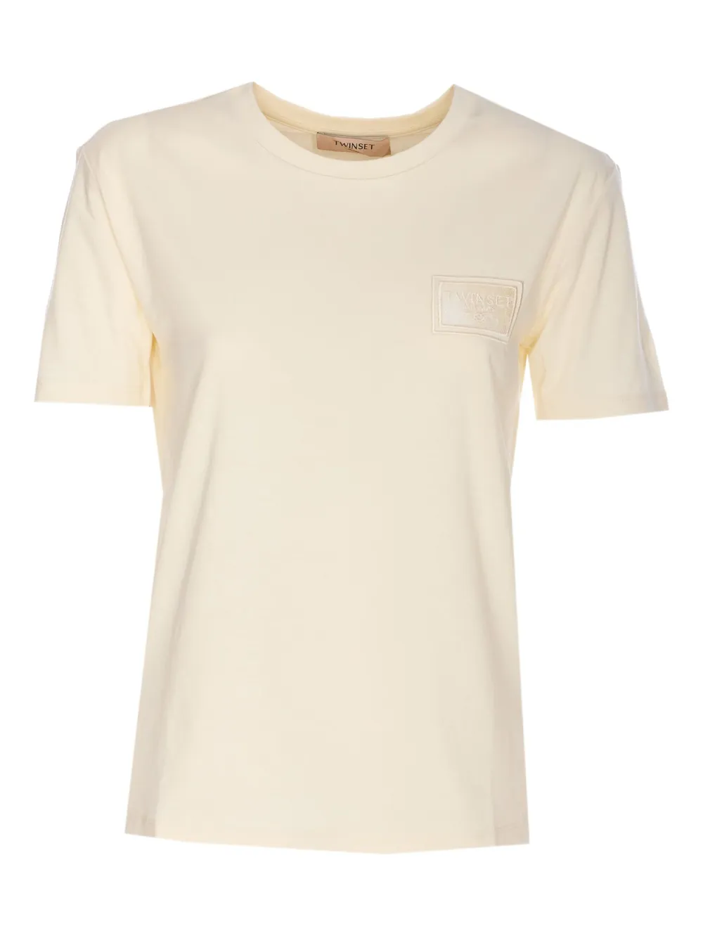 TWINSET embroidered-logo crew-neck T-shirt Beige