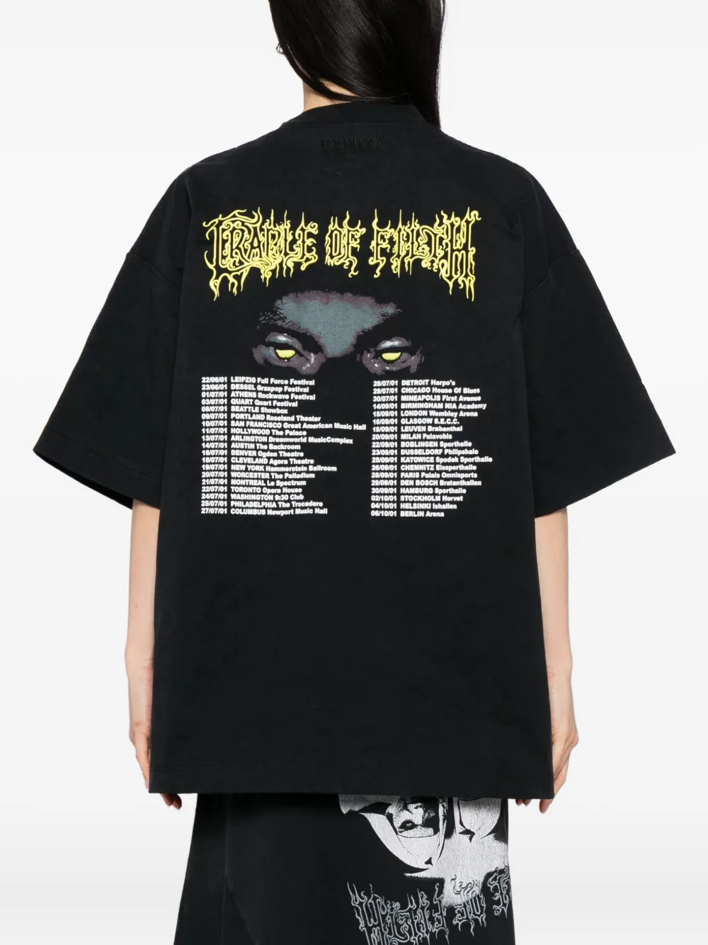 VETEMENTS Gewatteerde T-shirt met korte mouwen Zwart
