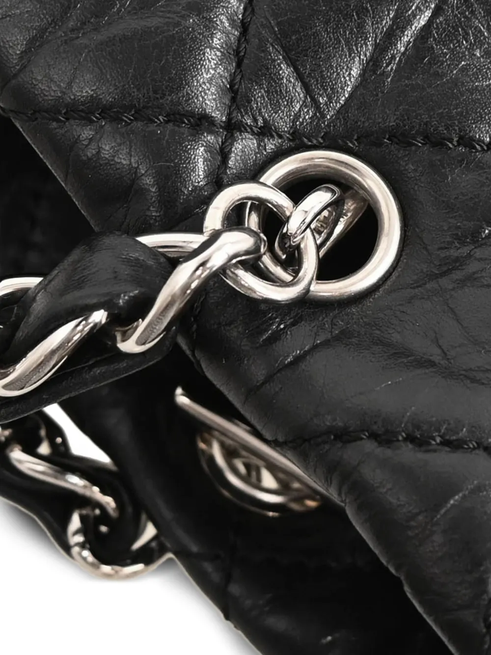 Pre-owned Chanel 2007 Cambon Ligne Quilted Chain Tote Bag In Black