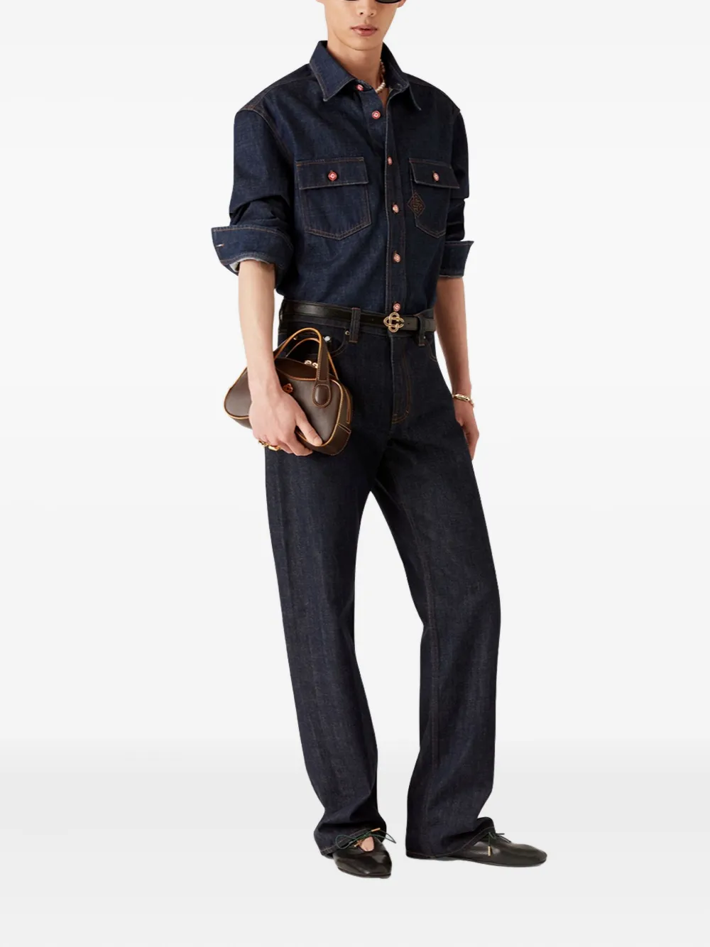 Casablanca Straight jeans met logoplakkaat - Blauw