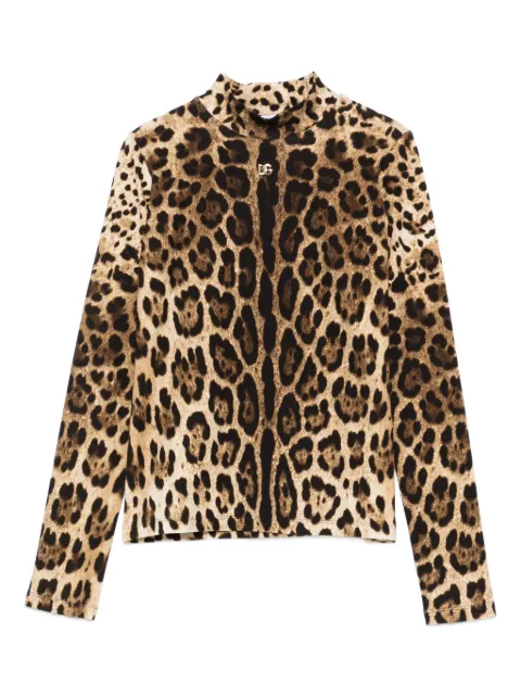 Dolce & Gabbana Kids leopard-print mock-neck sweater 