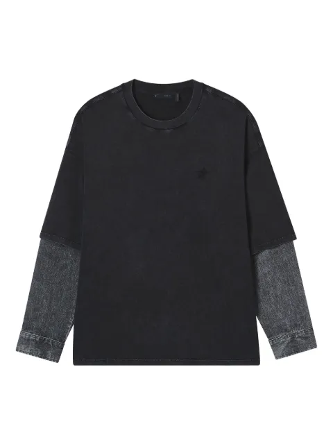 FIVE CM layered denim-sleeve T-shirt