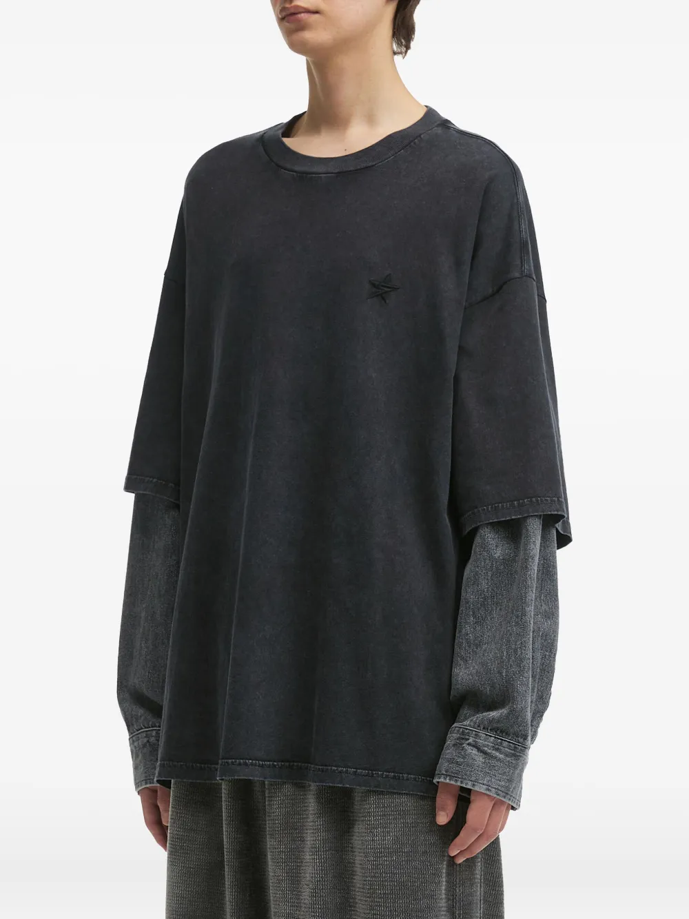 FIVE CM Gelaagd T-shirt met denim mouwen Zwart