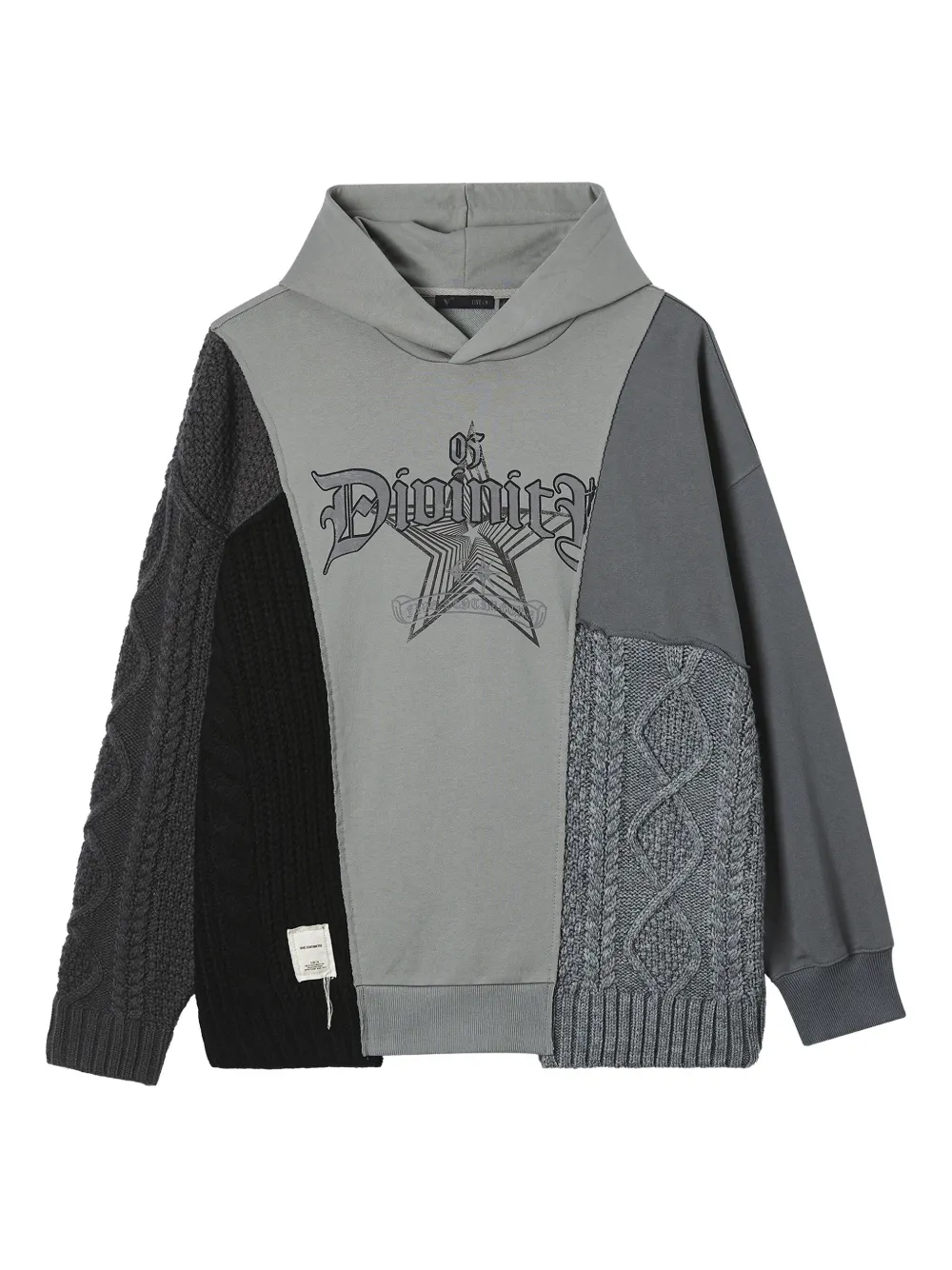 FIVE CM panelled cable-knit hoodie | Grey | Image 1