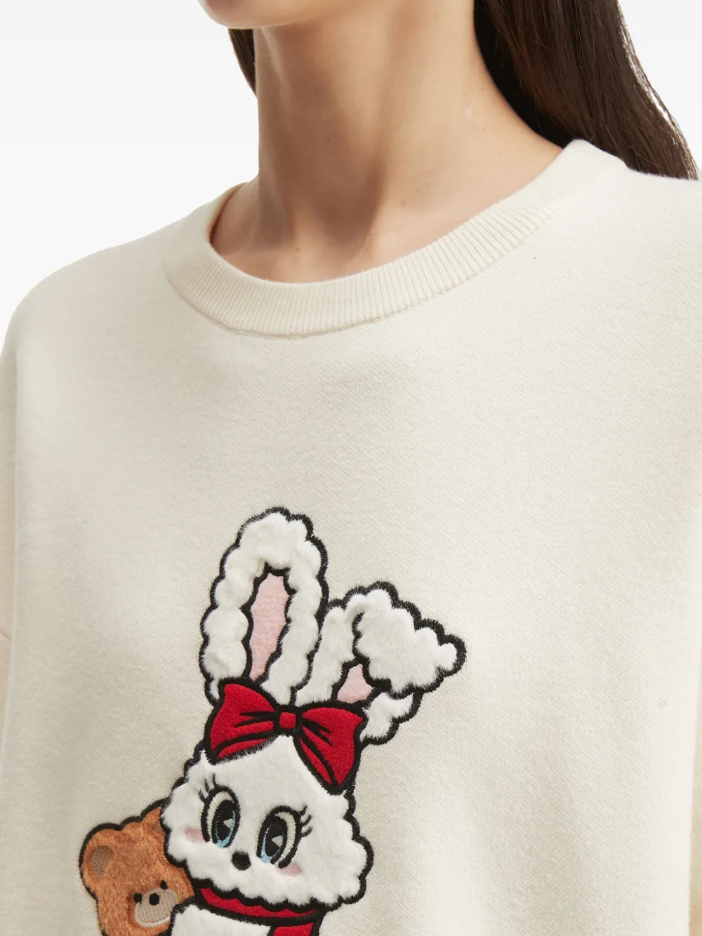 Chocoolate Bunny Teddy Bear-embroidered Sweater In Neutral