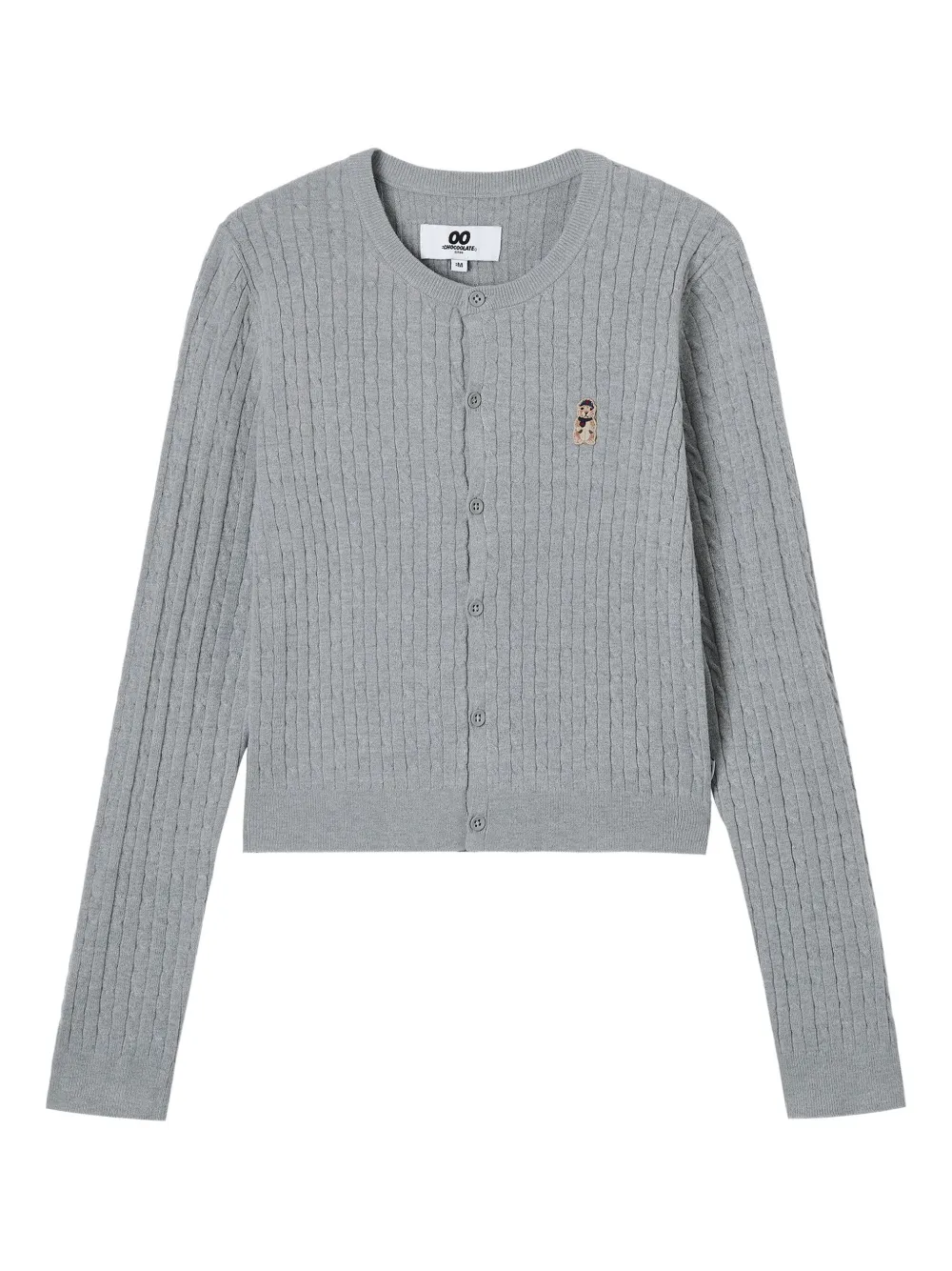 Chocoolate Cable-knit Embroidered-logo Cardigan Set In Gray