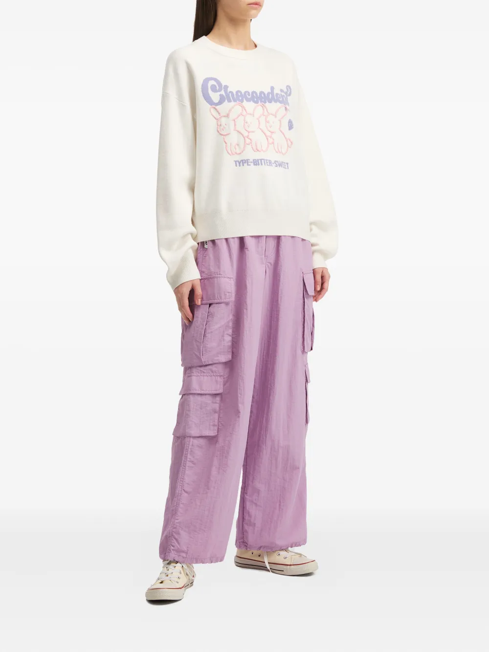 Chocoolate Crew Neck Sweater In White