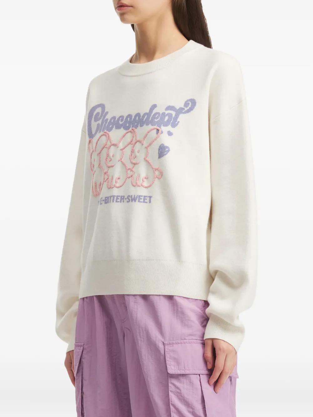 Chocoolate Crew Neck Sweater In White