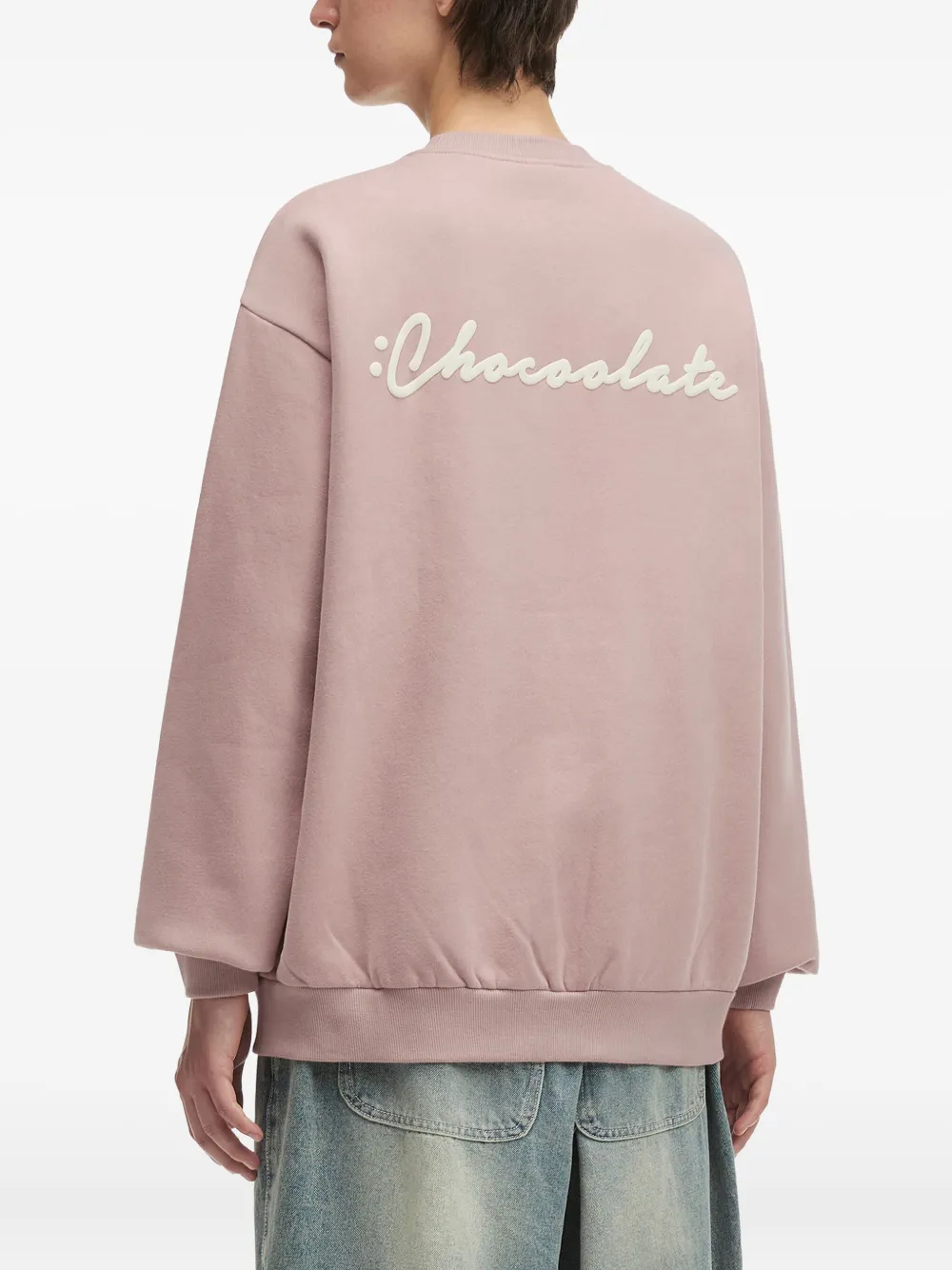 Chocoolate Embroidered Crew-neck Sweatshirt In Pink