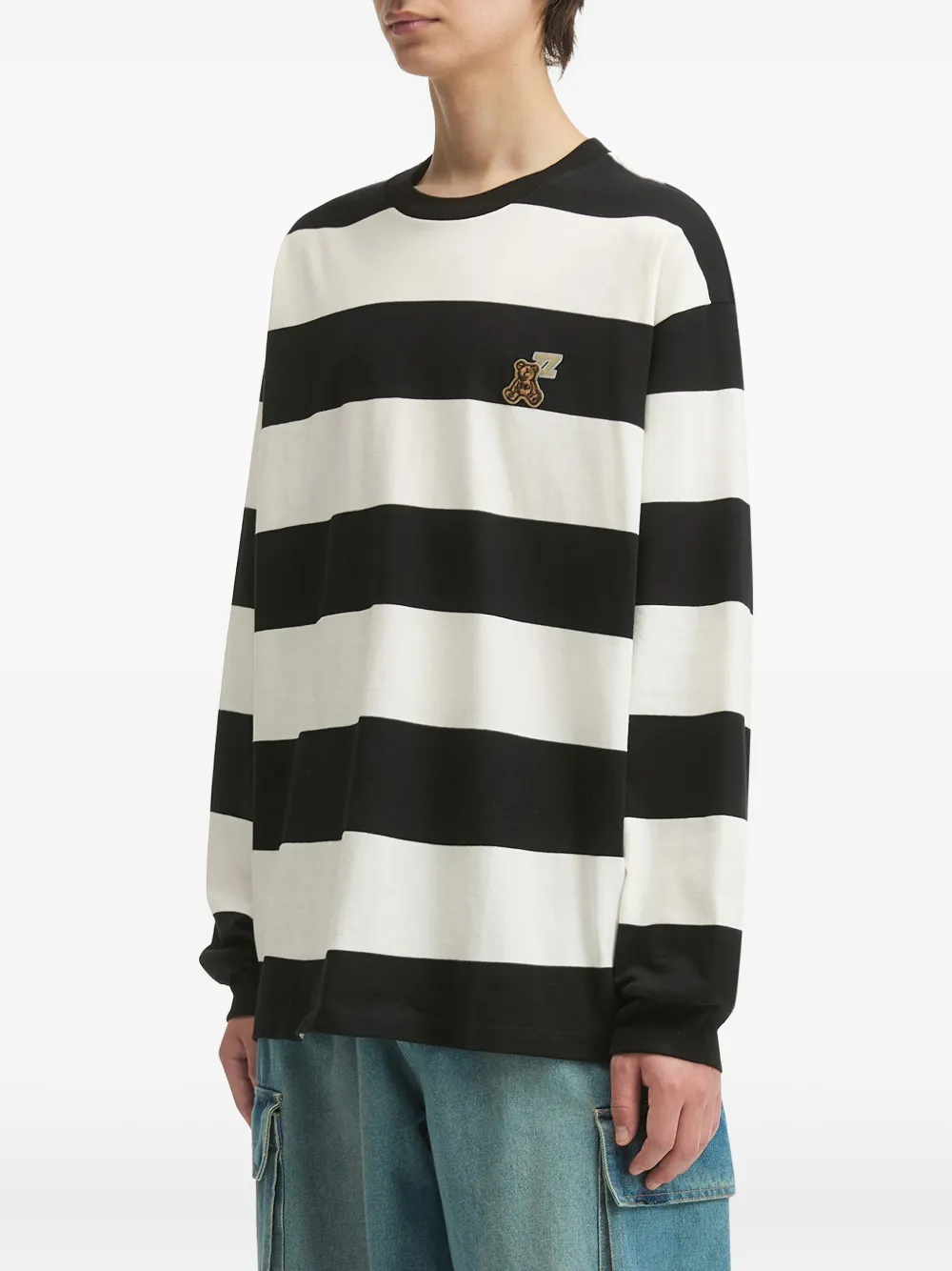 izzue Gestreept T-shirt met lange mouwen Zwart