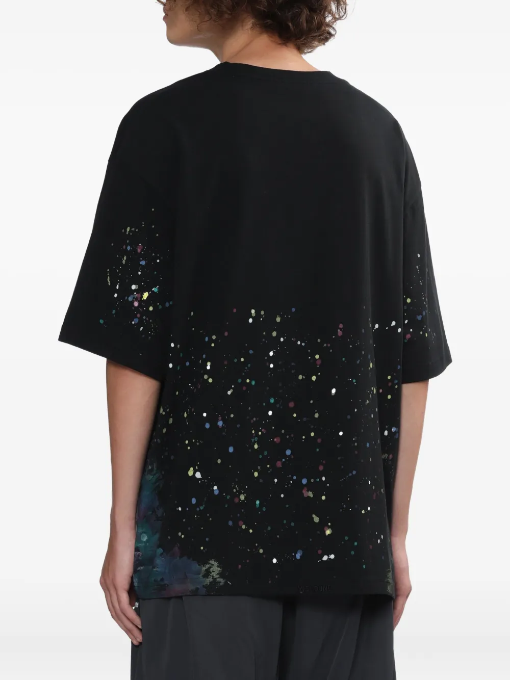 We11done T-shirt met verfspatten Zwart