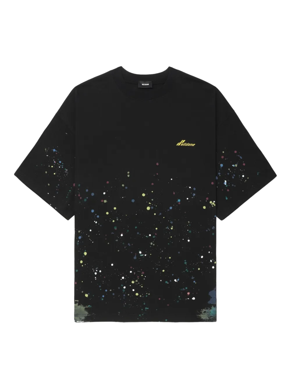 We11done paint-splatter cotton T-shirt Zwart