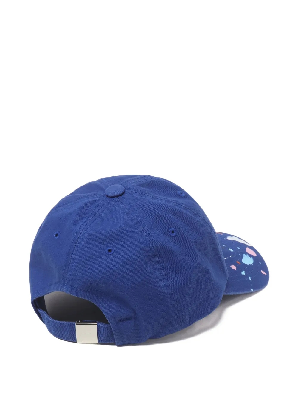 We11done embroidered-logo paint-splatter cap Blauw