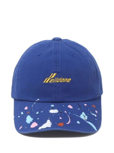 We11done embroidered-logo paint-splatter cap