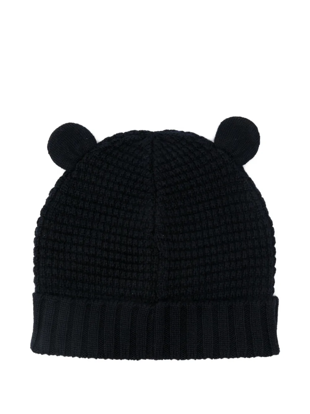 Moncler Enfant Wafelgebreide muts met berenoren - Zwart