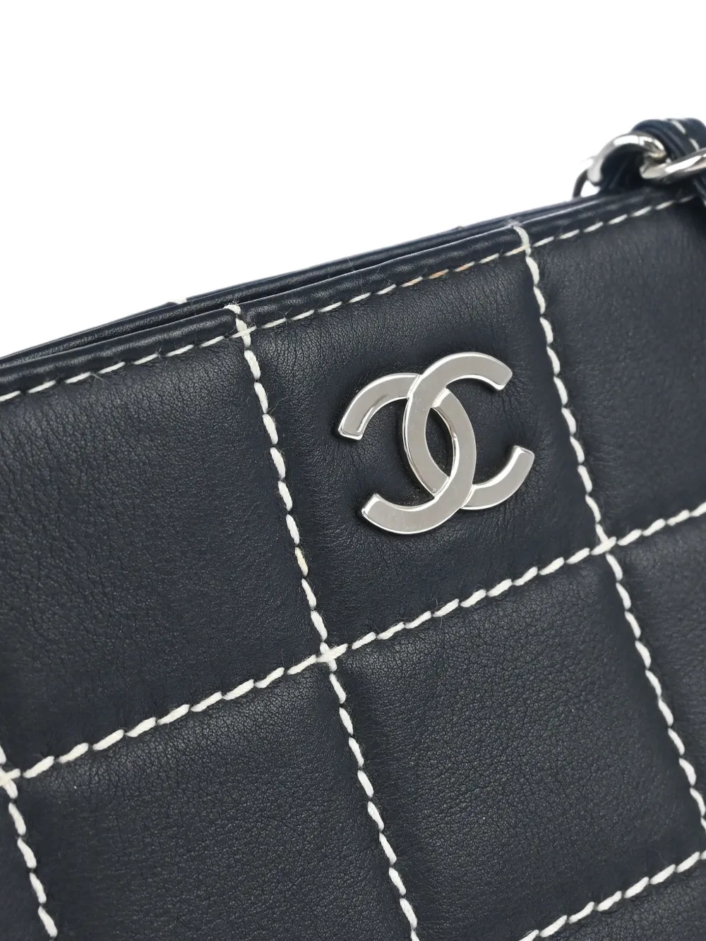 Pre-owned Chanel 2002 Choco Bar Tote Bag In Black