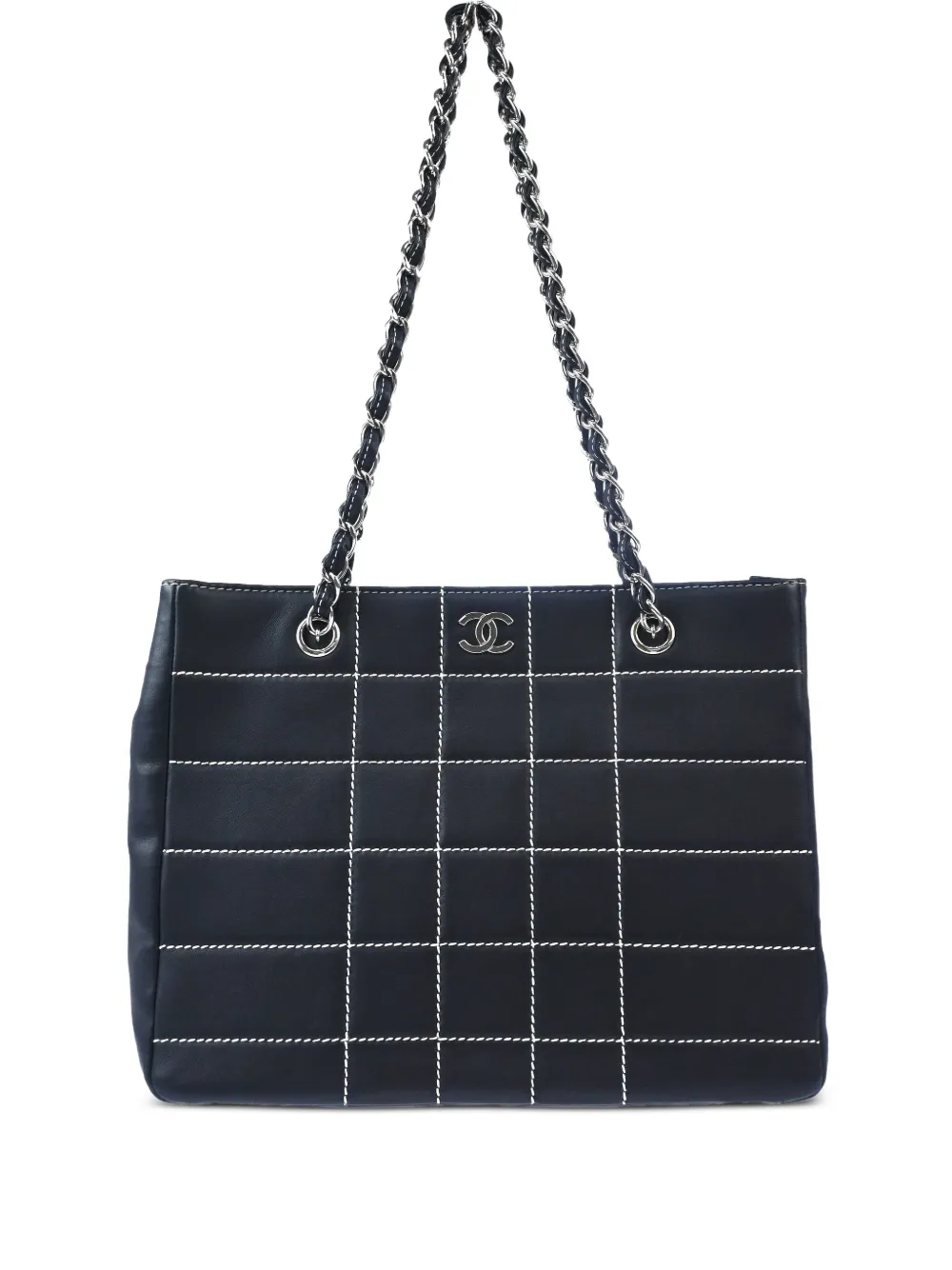 Pre-owned Chanel 2002 Choco Bar Tote Bag In Black
