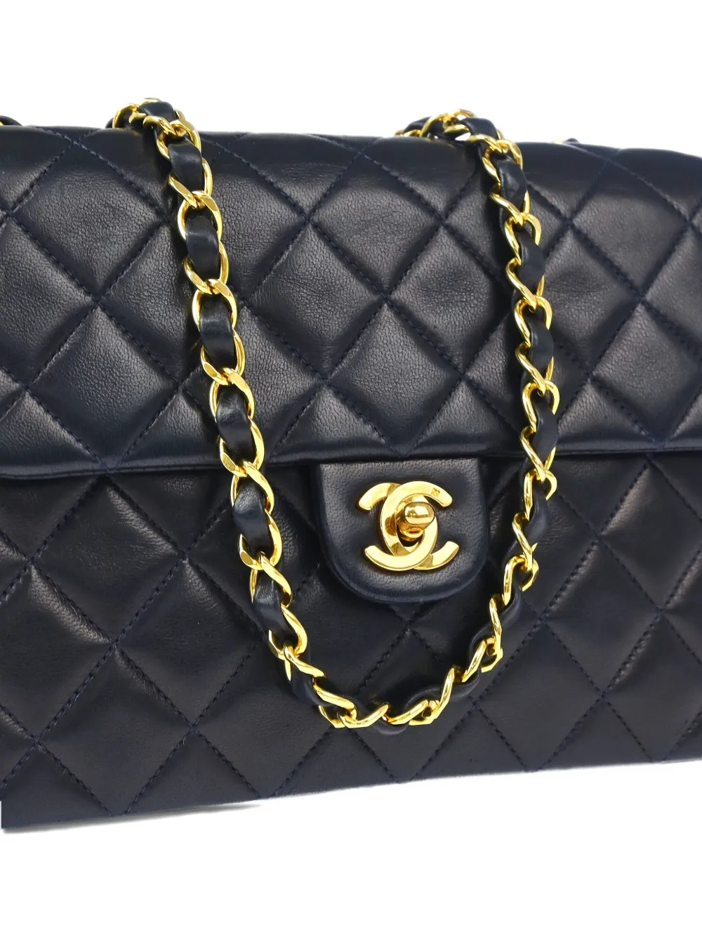 Pre-owned Chanel 1992 Classic Square Shoulder Bag In Blue