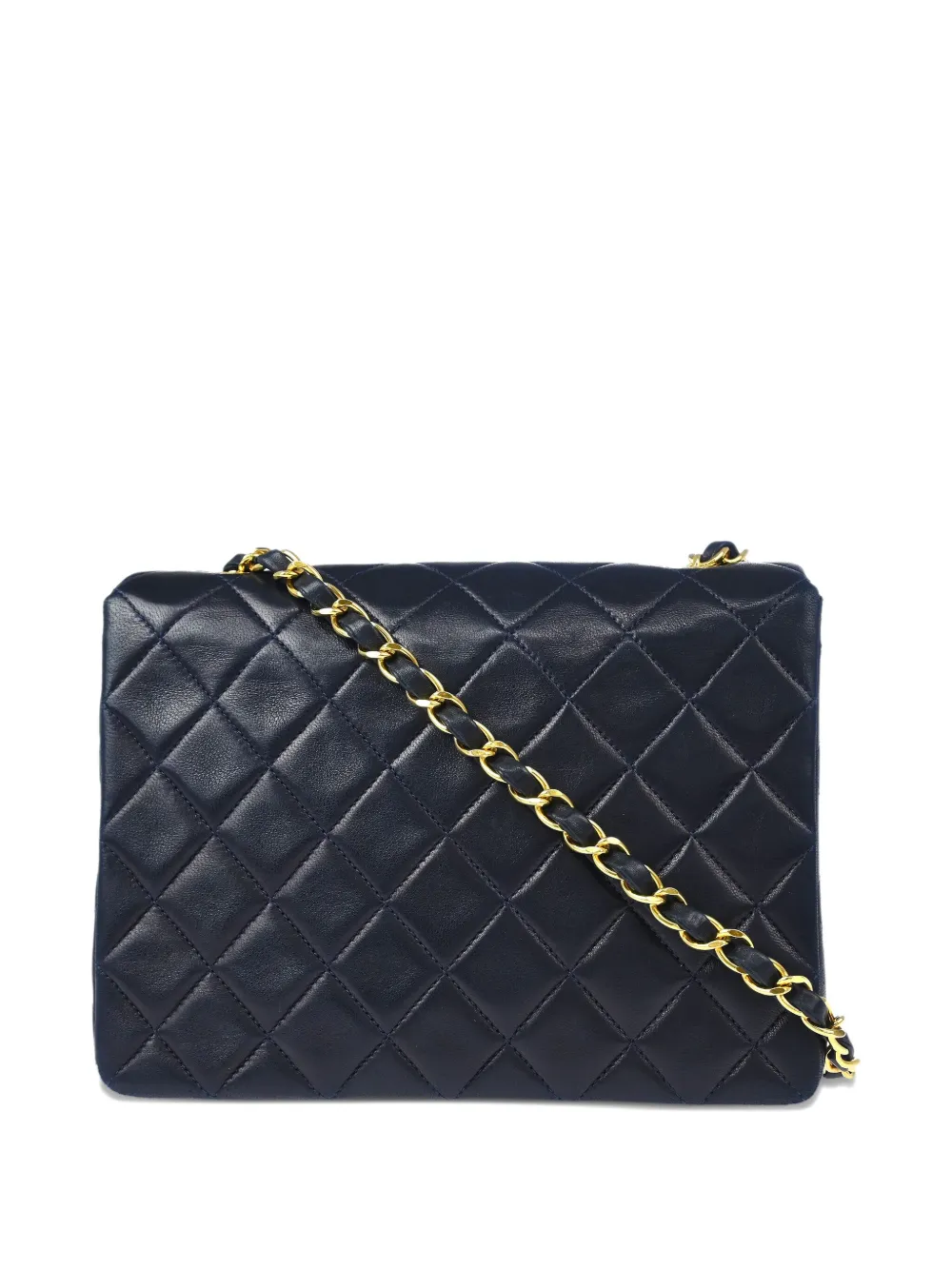 Pre-owned Chanel 1992 Classic Square Shoulder Bag In Blue