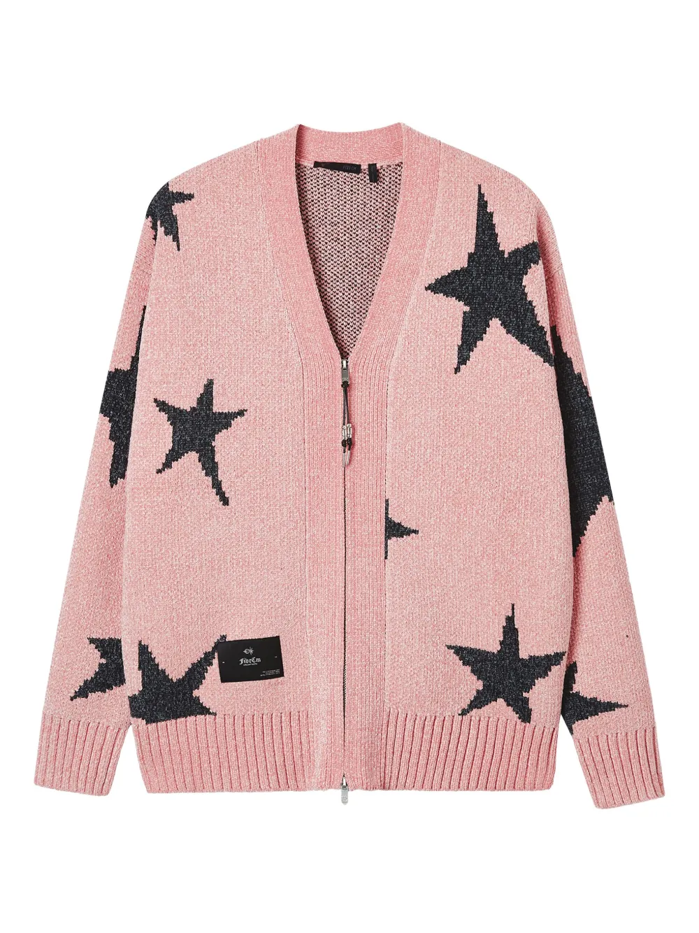 Five Cm Star-print Zip-up Cardigan In Pink