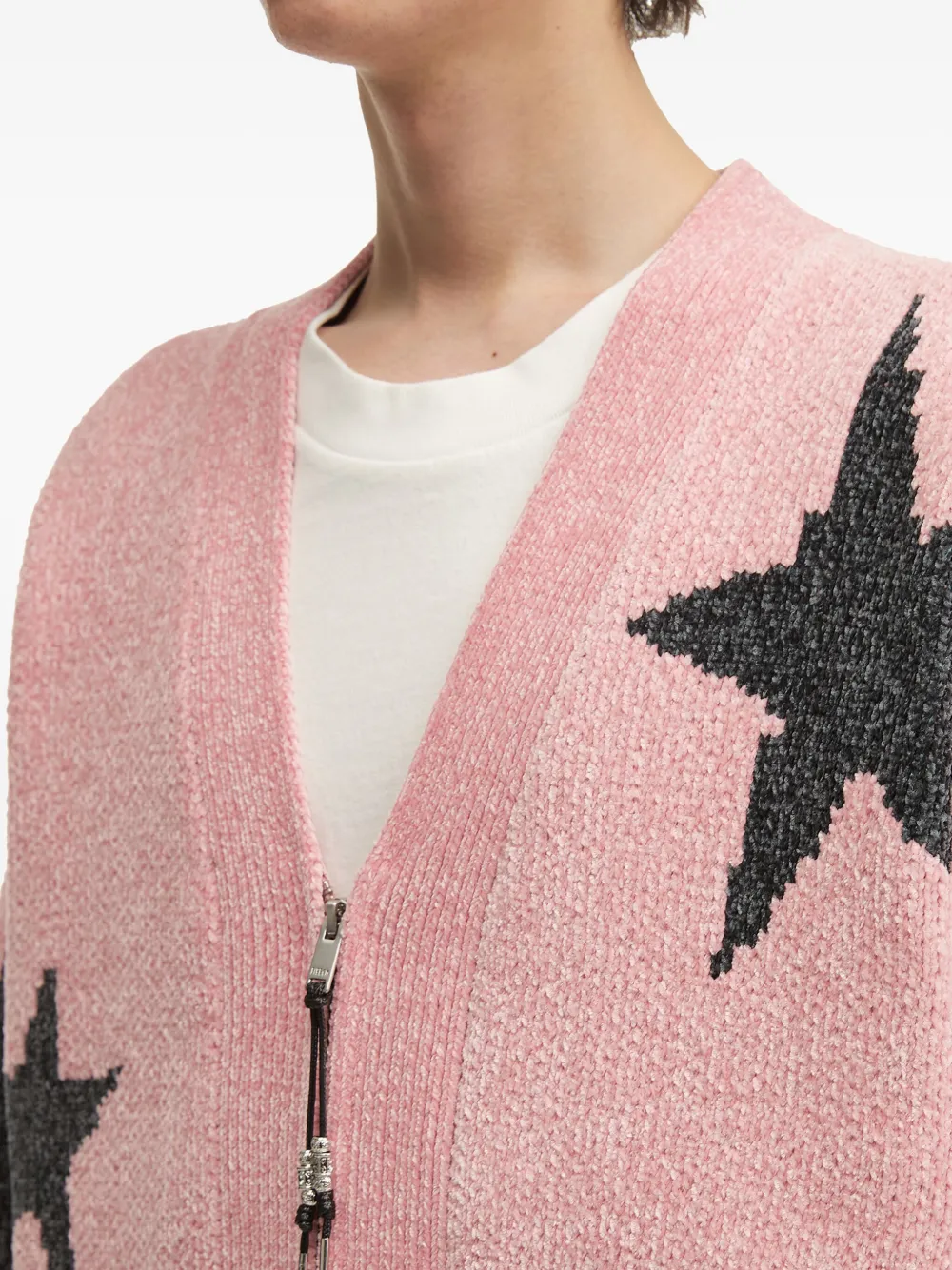 Five Cm Star-print Zip-up Cardigan In Pink