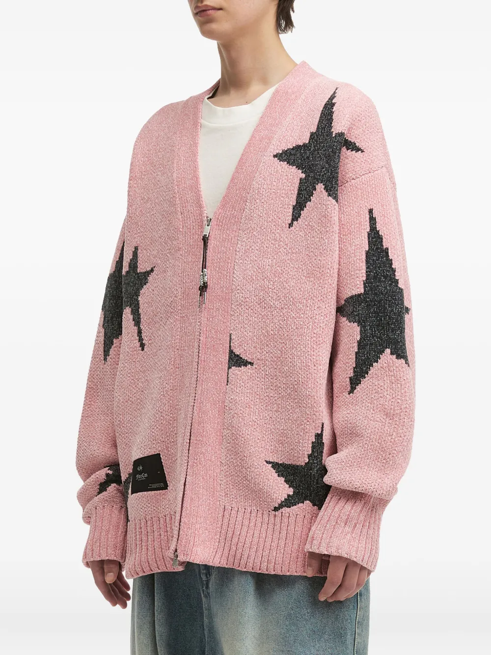 Five Cm Star-print Zip-up Cardigan In Pink