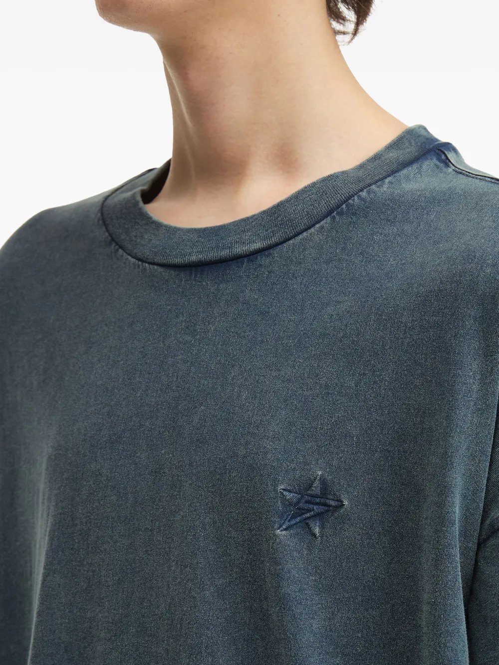 FIVE CM Katoenen T-shirt met denim mouwen Blauw