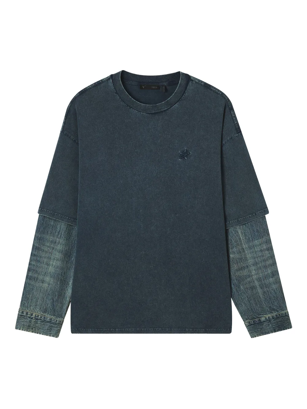 FIVE CM denim-sleeve cotton T-shirt | Blue | Image 1
