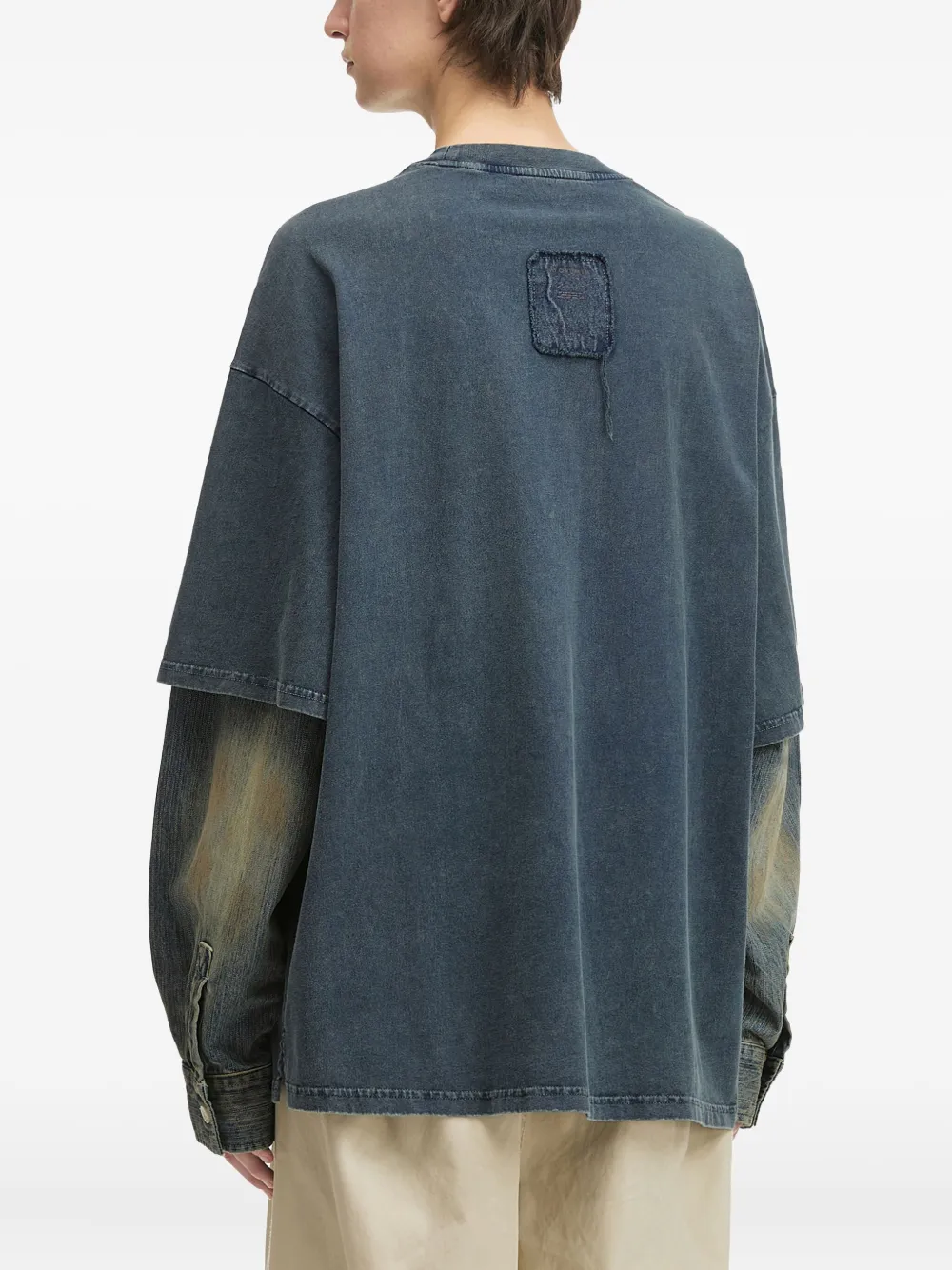 FIVE CM Katoenen T-shirt met denim mouwen Blauw