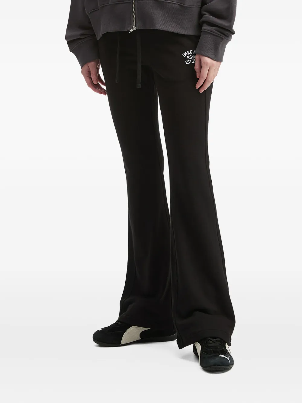 Izzue Embroidered Flare Trousers In Black