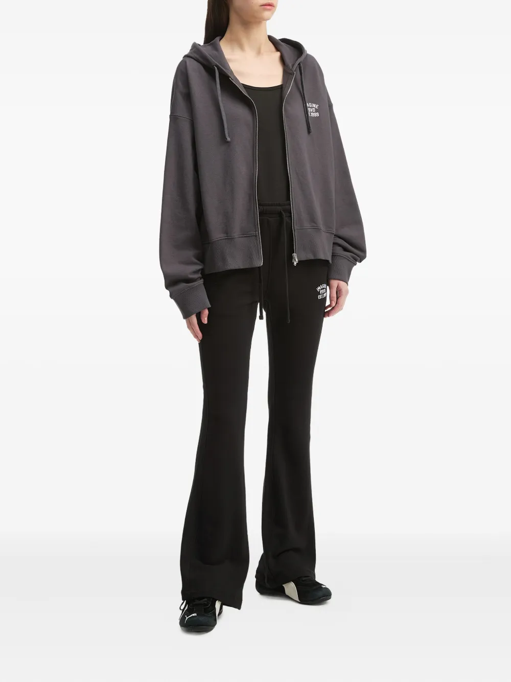 Izzue embroidered flare trousers - Zwart