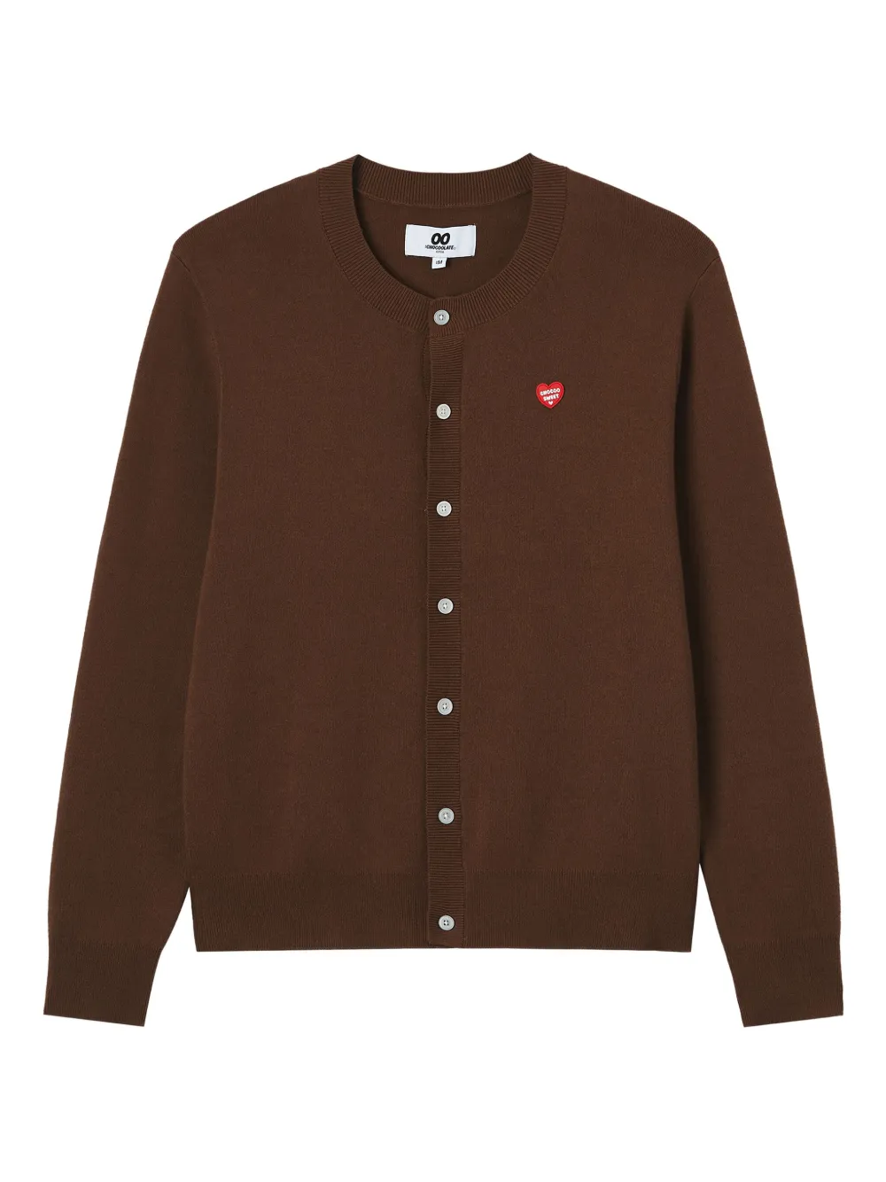 Chocoolate Heart-embroidered Cardigan In Brown