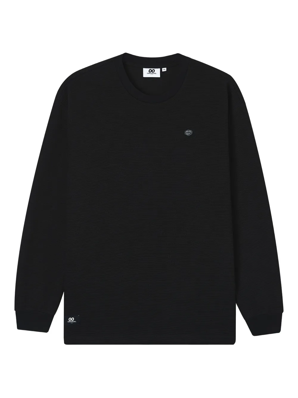 Chocoolate Waffle-texture Long-sleeve Sweatshirt In Black